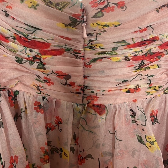 Ieena For Mac Duggal Pink Floral Chiffon Tiered Gown Dress Women Size 14 - Picture 8 of 10